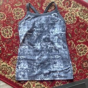Lulu lemon graphic black Gray white Strappy yoga Tank Top vintage y2k